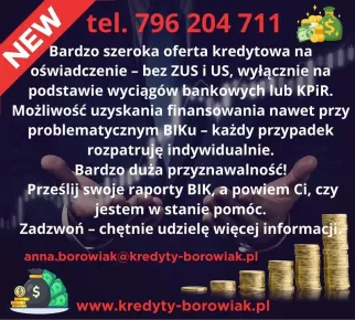 KREDYT DLA FIRM I OSÓB FIZYCZNYCH. DUŻA PRZYZNAWALNOŚĆ I SZEROKA OFERTA!